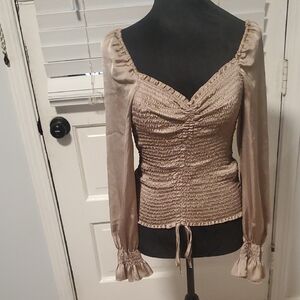 Riley & Rae Elegant Tan Ruched Women's Top